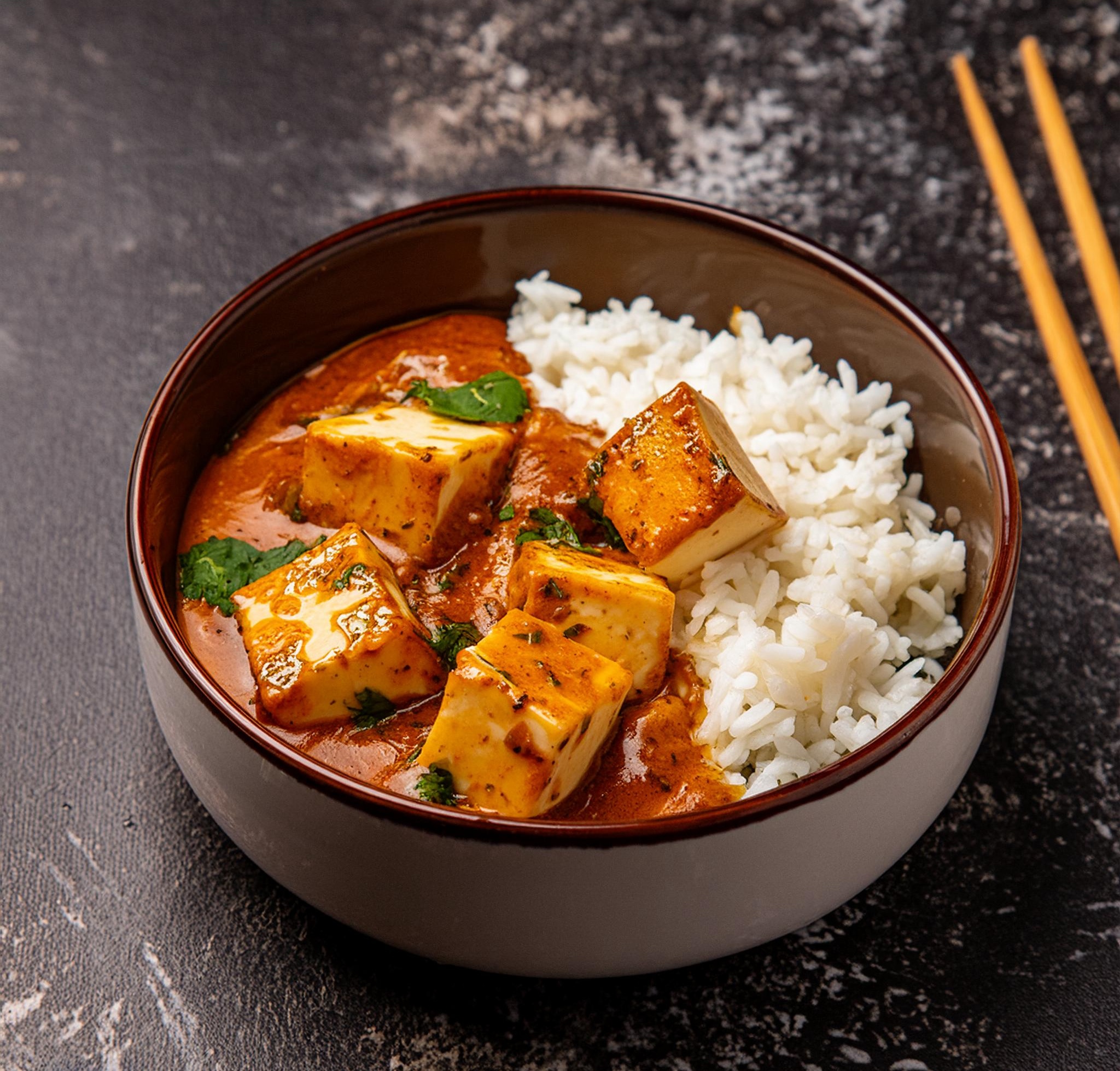 Tofu Hähnchen mit Reis